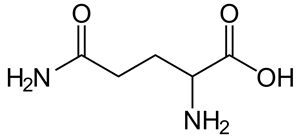 molécula química de la glutamina